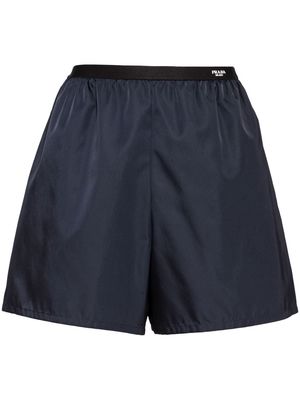 Prada logo-waist re-nylon shorts - Blue
