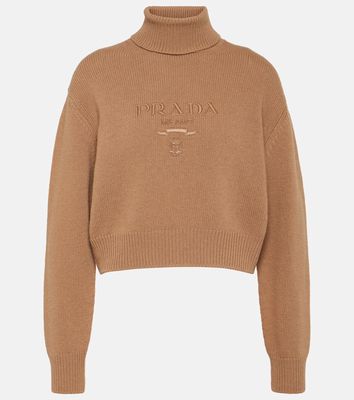 Prada Logo wool and cashmere turtleneck sweater