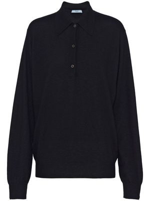 Prada long-sleeve cashmere polo shirt - Black