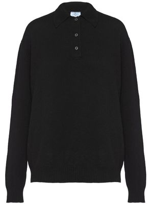 Prada long-sleeved knitted polo shirt - Black