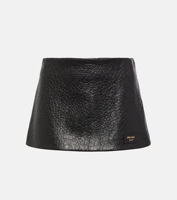 Prada Low-rise leather miniskirt