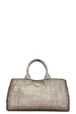 Prada Metallic Woven Madras Tote Bag in Metallic Bronze