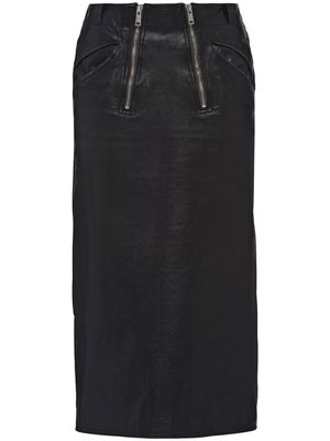 Prada midi leather pencil skirt - Black