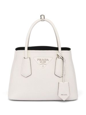 Prada mini Double Saffiano leather tote bag - White
