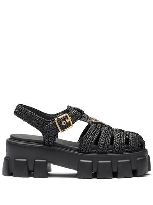 Prada Monolith raffia platform sandals - Black