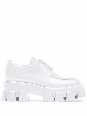 Prada Moonlith brushed leather lace-up shoes - White