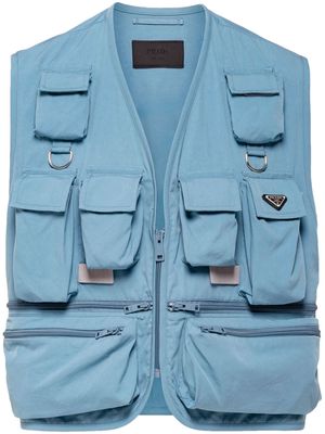 Prada multi-pocket cotton vest - Blue