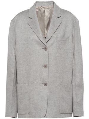 Prada notched lapels cashmere blazer - Grey