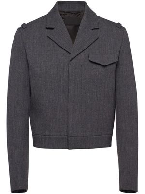 Prada notched-lapels cropped wool jacket - Grey