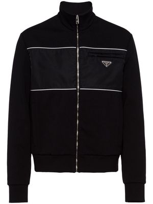 Prada nylon-panel zip-up jacket - Black