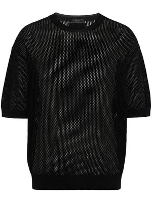 Prada open-knit short-sleeved jumper - Black