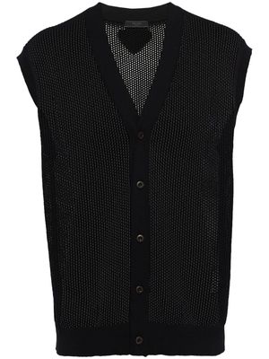 Prada open-knit V-neck cardigan - Black