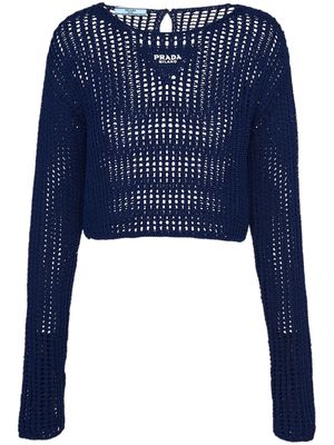 Prada openwork-knit cotton sweater - Black