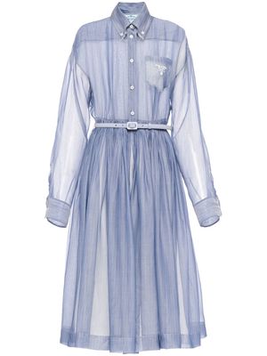 Prada organza midi shirt dress - F022X BLUE/WHITE