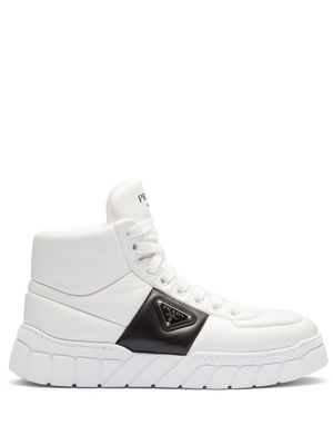 Prada padded leather high-top sneakers - White