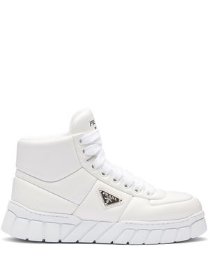 Prada padded leather high-top trainers - White