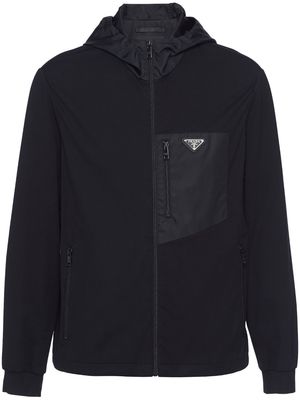 Prada panelled hooded jacket - Black