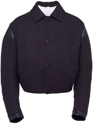 Prada panelled wool bomber jacket - Black