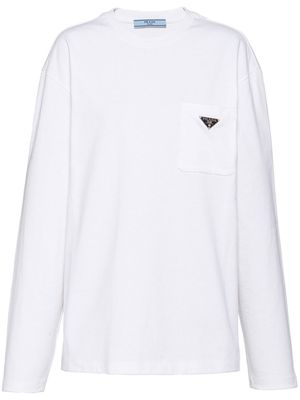 Prada patch-pocket enamel-logo T-shirt - White