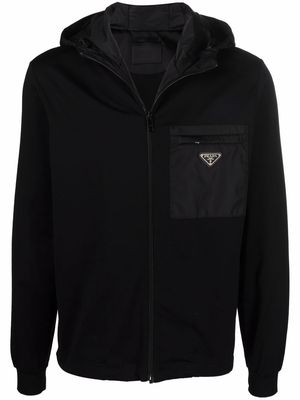 PRADA patch pocket hooded jacket - Black