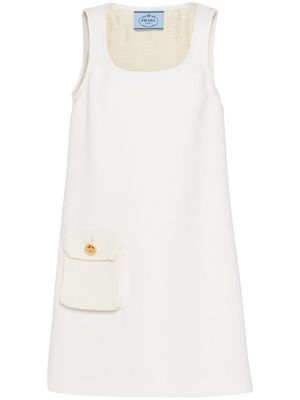 Prada patch-pocket virgin wool minidress - White