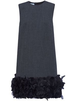 Prada petal-trim wool minidress - Grey
