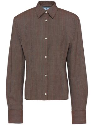 Prada pinstripe wool shirt jacket - Brown