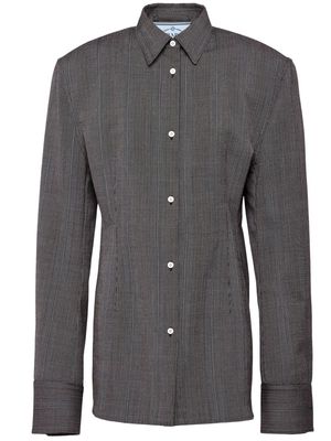 Prada pinstripe wool shirt jacket - Grey