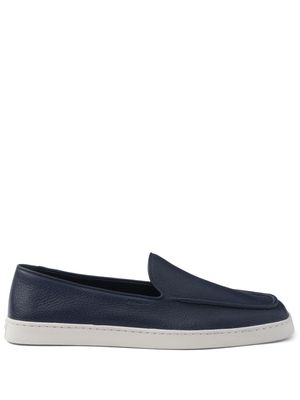 Prada piped-trim leather loafers - Blue