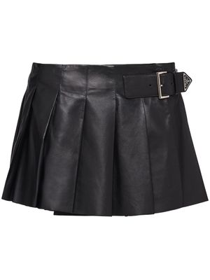 Prada pleated leather miniskirt - Black