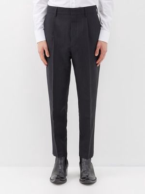 Prada - Pleated Mohair-blend Suit Trousers - Mens - Charcoal