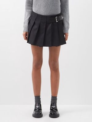 Prada - Pleated Re-nylon Mini Skirt - Womens - Black