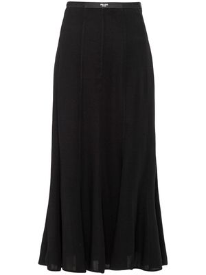 Prada pleated silk midi skirt - Black
