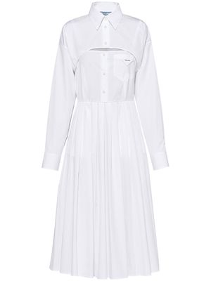 Prada pleated-skirt poplin shirtdress - White
