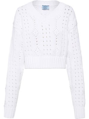 Prada pointelle-knit cropped jumper - White