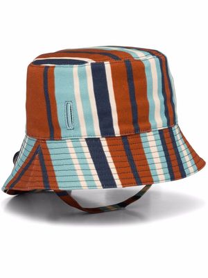 Prada pouch detail striped bucket hat - Brown