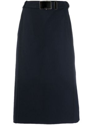 Prada Pre-Owned 1990s box pleat detail belted skirt - Blue