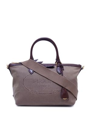 Prada Pre-Owned logo-jacquard two-way bag - Brown
