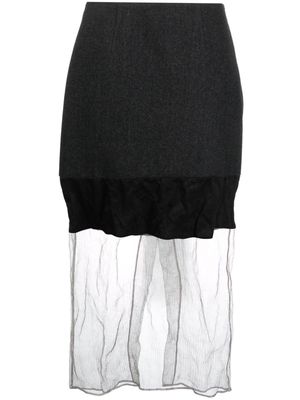 Prada Pre-Owned wool-mesh panelling midi skirt - Grey