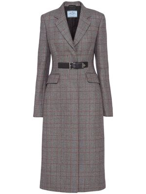 Prada Prince of Wales-check wool coat - Grey