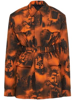 Prada printed parka coat - Orange
