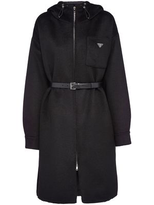Prada Re-Nylon belted hooded jacket - Black