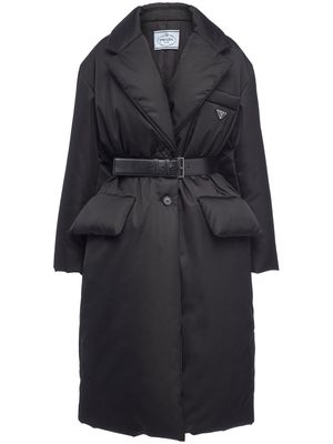 Prada Re-Nylon belted padded coat - Black