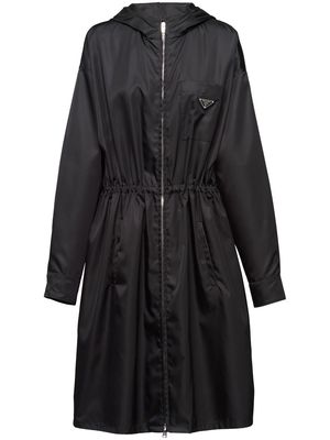 Prada Re-Nylon drawstring hooded coat - Black