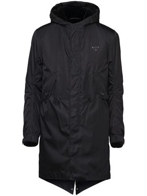 Prada Re-Nylon hooded coat - Black