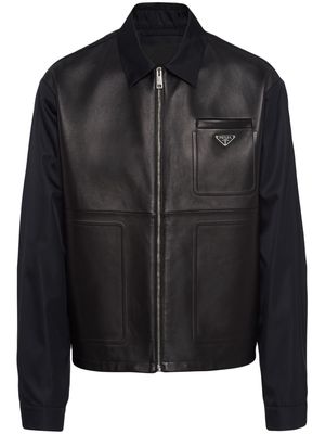 Prada Re-Nylon leather jacket - Black