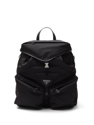Prada Re-Nylon leather-trimmed backpack - Black