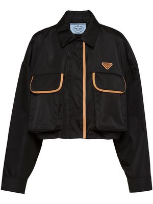 Prada Re-Nylon logo-appliqué cropped jacket - Black