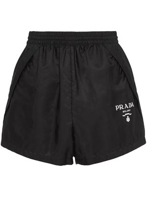 Prada Re-Nylon logo-embroidered shorts - Black