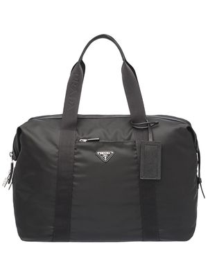 Prada Re-Nylon triangle logo holdall bag - Black